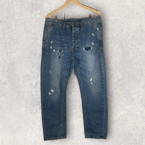 MAN x ONE TEASPOON Men's size‎ 34 Mr Browns Blue Bouy Distressed Relaxed Jean - Picture 1 of 15